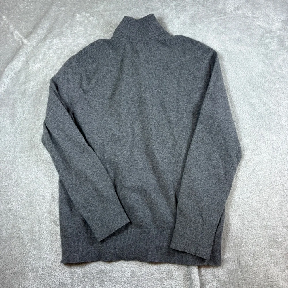 Banana Republic Sweater Mens L Mock Neck Button Pullover Italian Yarn Gray